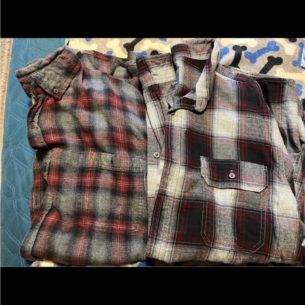 Faded Glory Red and Black Plaid Casual Shirt